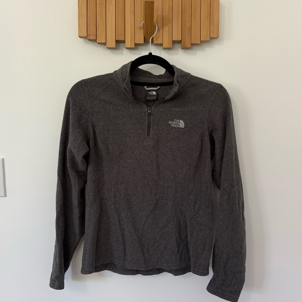 Women’s North Face Grey Zip-Up Fleece Shirt, Size XS